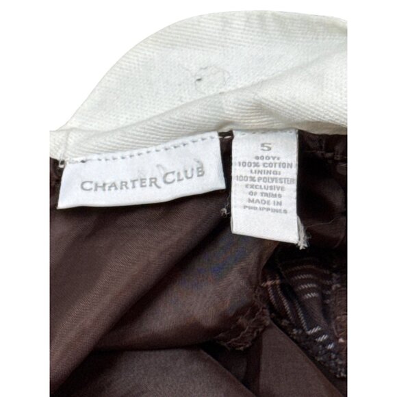 Charter Club Girl's Sz. 5 Brown White Plaid Dress White Collar Thanksgiving Fall - Picture 10 of 11